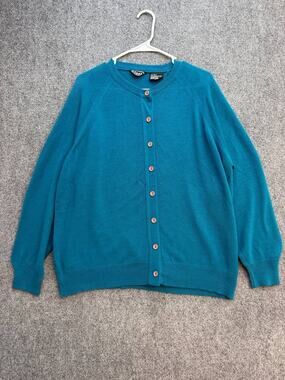 Eileen Women’s Teal Button Front Cardigan Sweater Size 46 Acrylic Poland